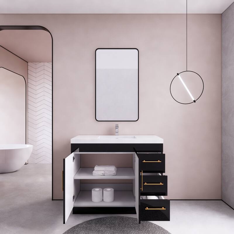 Eliza 42'' Freestanding Vanity (Right Drawers) with Single Sink