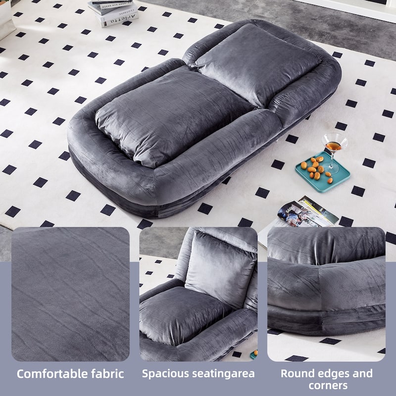 Roomfitters Folding Sofa Chair with 5 Adjustable Positions, Velvet Floor Lounge Chair for Gaming