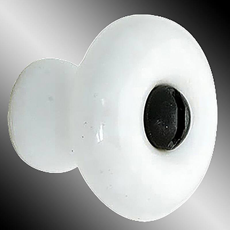 Cabinet Knob White Porcelain Plain 1 3/4 Dia Black Screw Renovators Supply