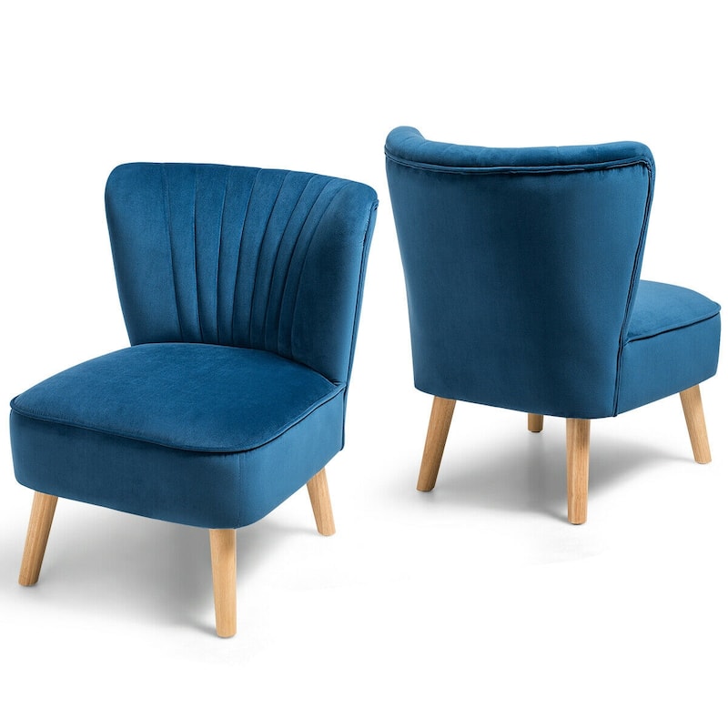 Gymax 2PCS Accent Chair Armless Leisure Chair Single Sofa w/ Wood Legs