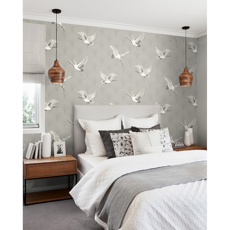 NextWall Cranes Peel and Stick Wallpaper