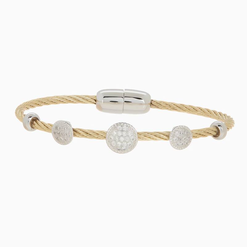 Juvell Gold Plated Cubic Zirconia Twisted Mesh Bangle Bracelet