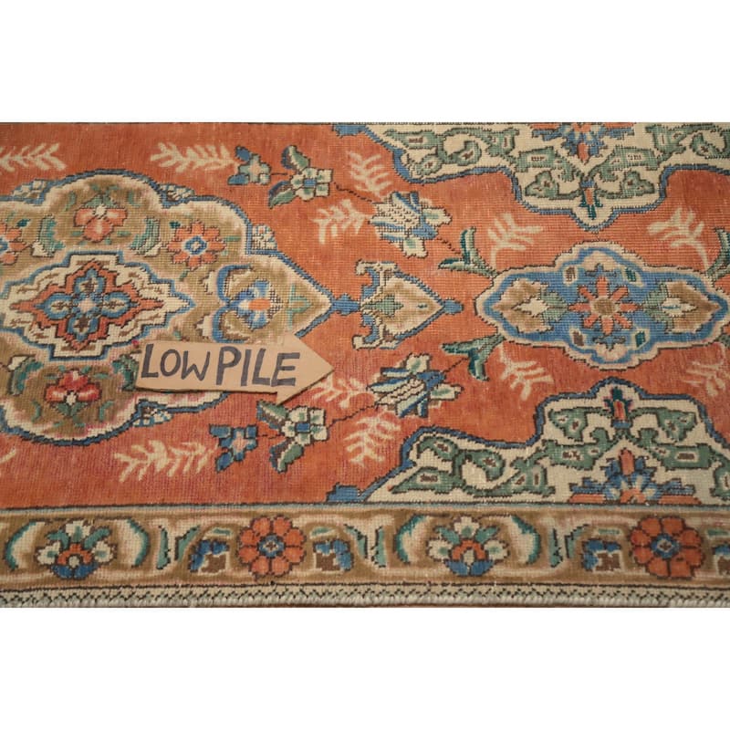 Hand Knotted Oriental 100% Wool Carpet Traditional Floral Oranges & Rust Tabriz Runner Rug - 9' 11'' X 2' 6''