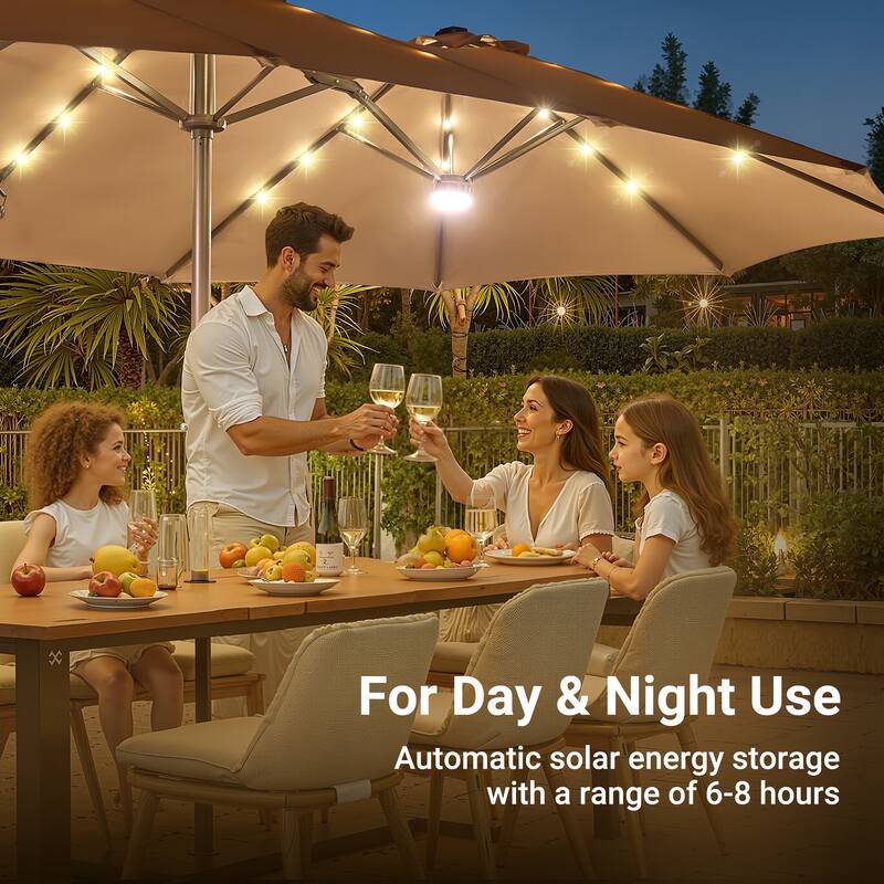 XIZZI Outdoor Patio Umbrella with Solar LED Lights and Base