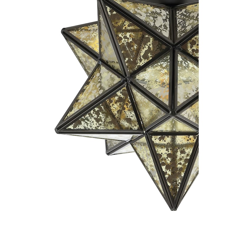 Lynn Moravian Star Metal/Clear Glass LED Flush Mount, by JONATHAN Y - 12"