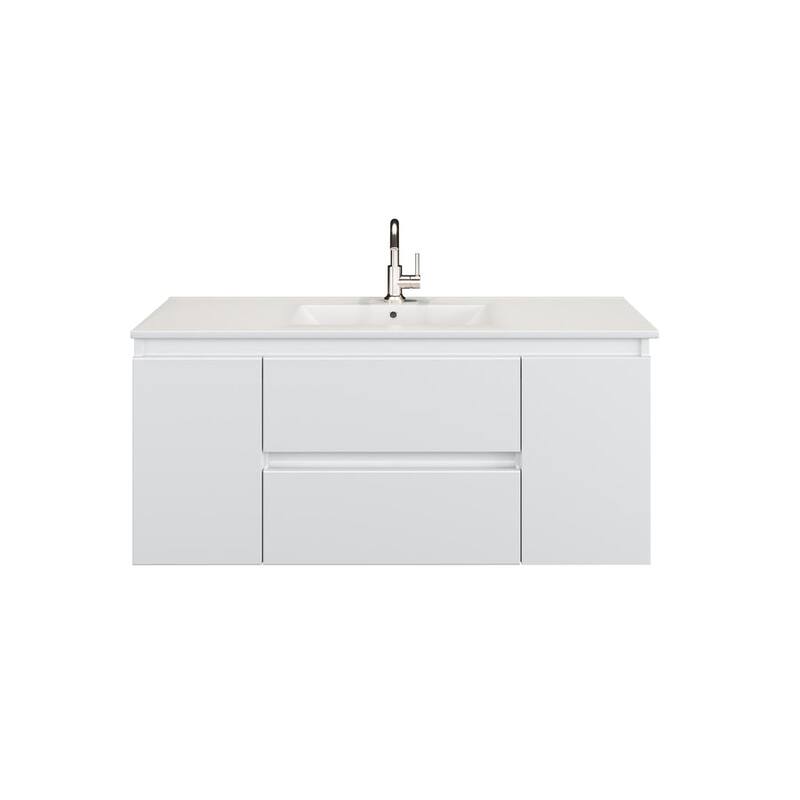Volpa USA Salt 48-Inch Wall Mounted Floating Bathroom Vanity Set