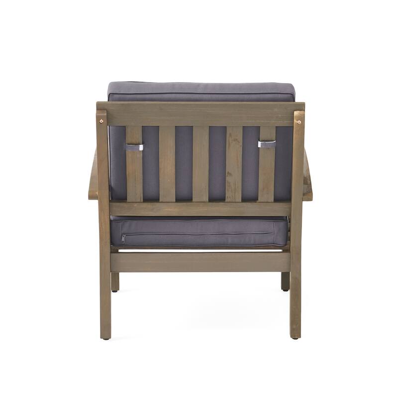 Roomfitters Outdoor Club Chair with Cushions, Durable Acacia Wood Frame and Weather-Resistant Seating