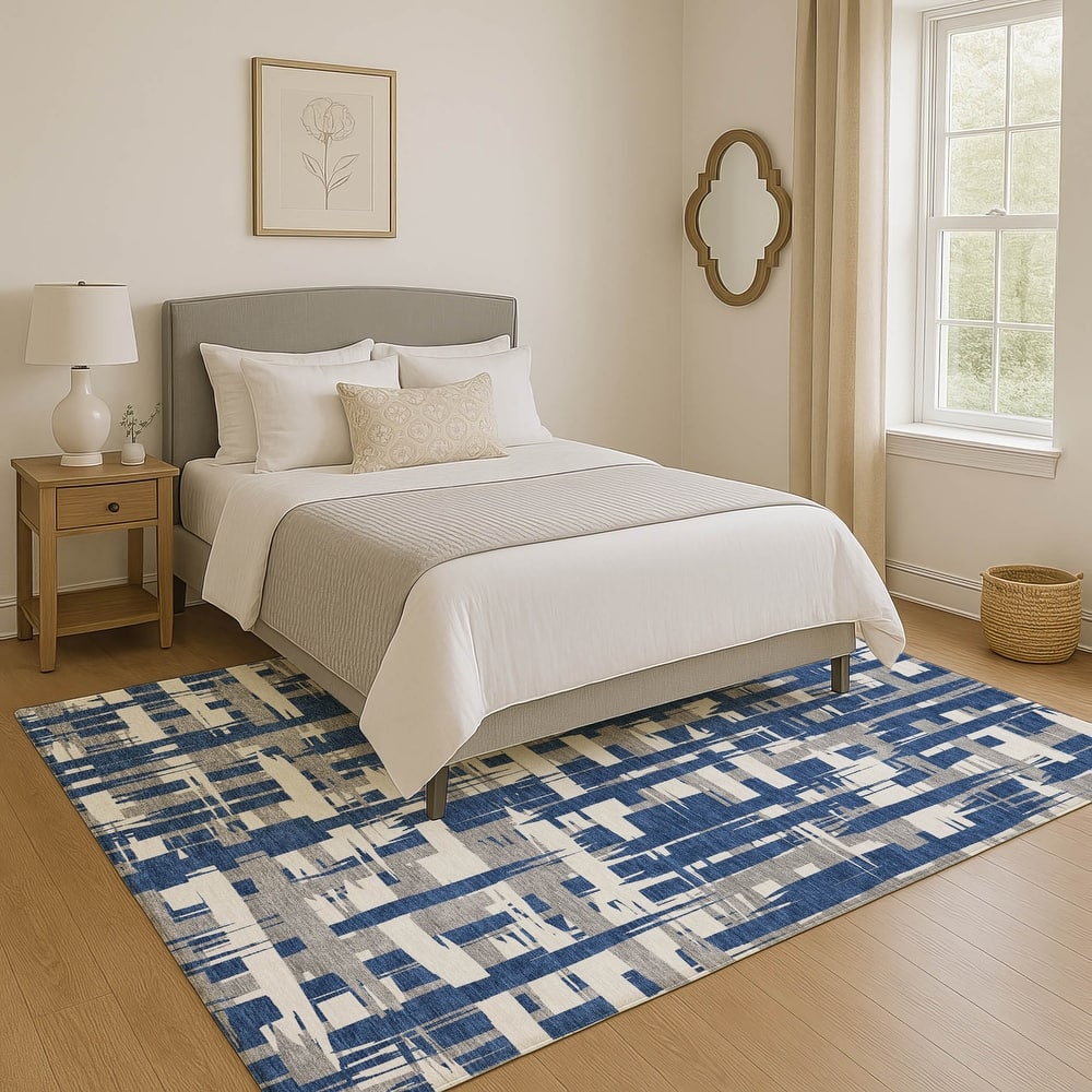 Premium Washable Super Soft Contemporary Plaid Mayfield Rug