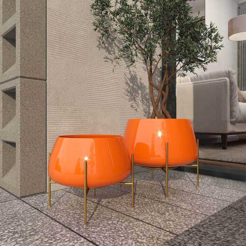 Iron Contemporary Planter (Set of 2) - 8' x 10'