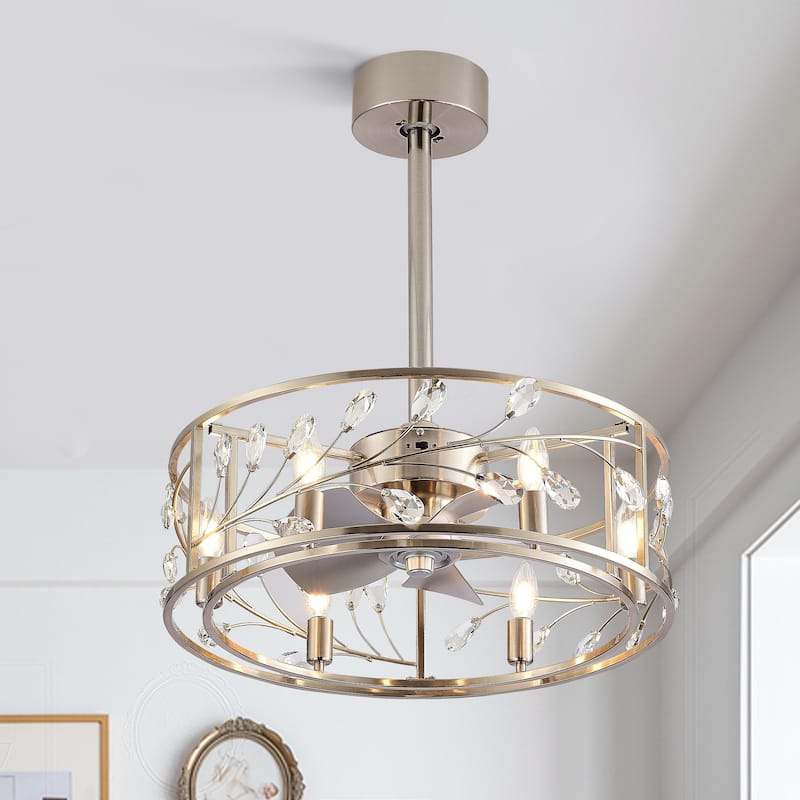 20" Modern Chandelier Caged Ceiling Fan with Light Kit and Remote