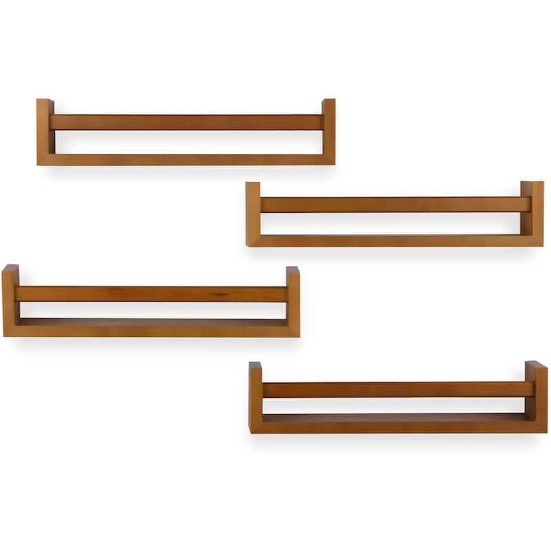 Wallniture Utah Wood Wall Shelves for Book and Toy Storage (Set of 4)