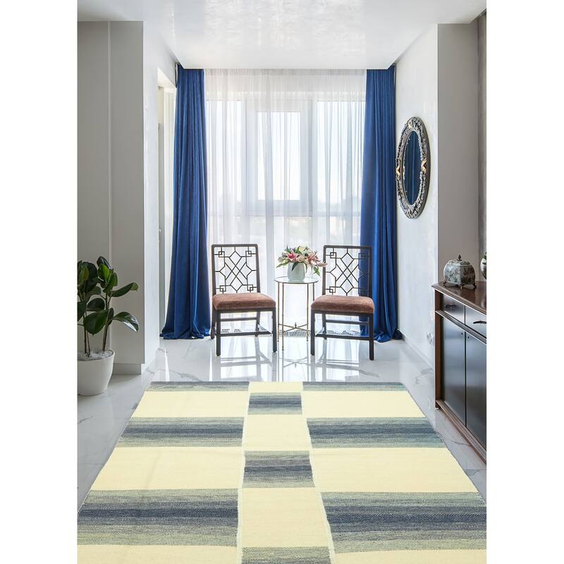 ECARPETGALLERY Flat-Weave Ankara FW Cream Wool Kilim - 4'6 x 6'7