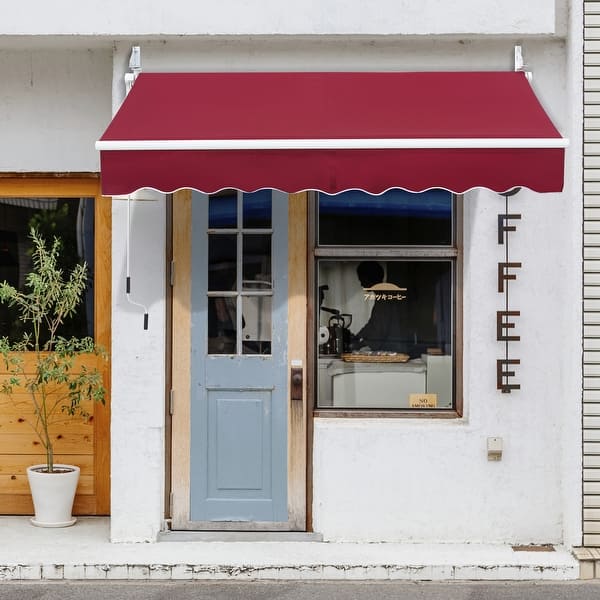 Outsunny 8 X 7 Patio Retractable Awning Manual Exterior Sun Shade Deck Window Cover Overstock 33233219