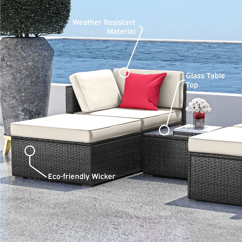 Nestl 5 Piece Outdoor Wicker Patio Furniture Set - Patio Furniture Set with Sectional Patio Seating