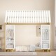 preview thumbnail 8 of 9, Twin Size Wooden House Bed with Fence and Roof, Two Movable Wardrobes