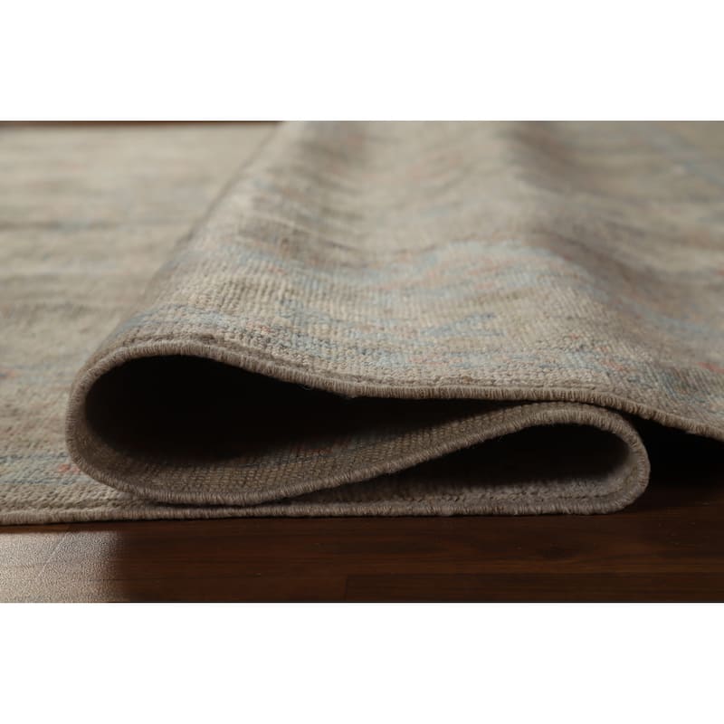 Hand Knotted Oriental 100% Wool Carpet Transitional All-Over Beige & Ivories Oushak Area Rug - 9' 3'' X 6' 2''