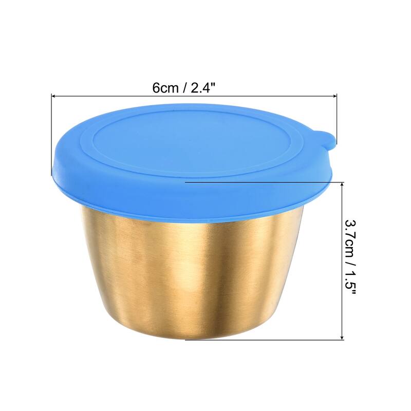 2pcs Condiment Cups Containers w Lids 2.4oz Salad Dressing Container - 2.4" W x 1.5" H
