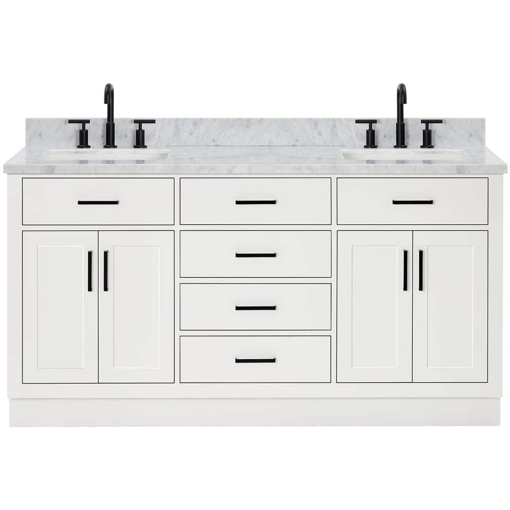 Ariel T067DCW2RVO Hepburn 66" Thick Carrara Marble Vanity Top