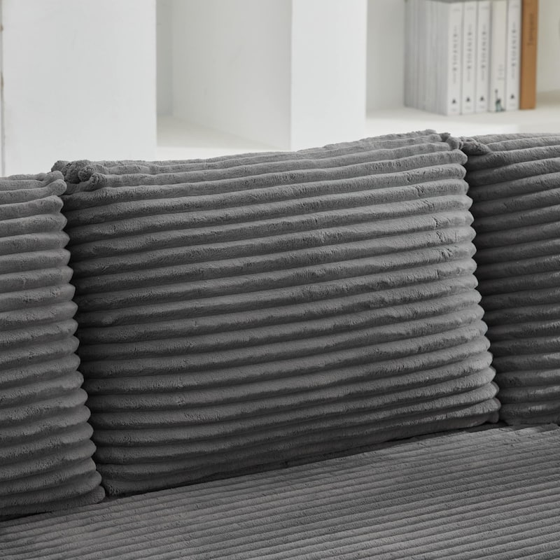 106" Corduroy Upholstery L-Shaped Cloud Modular Sectional Sofa with Chaise and Pillows, All-Foam Compression Design