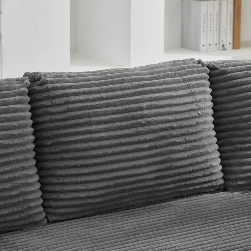 106" Modern Corduroy Sectional Sofa with Right/Left Chaise No Assembly Required