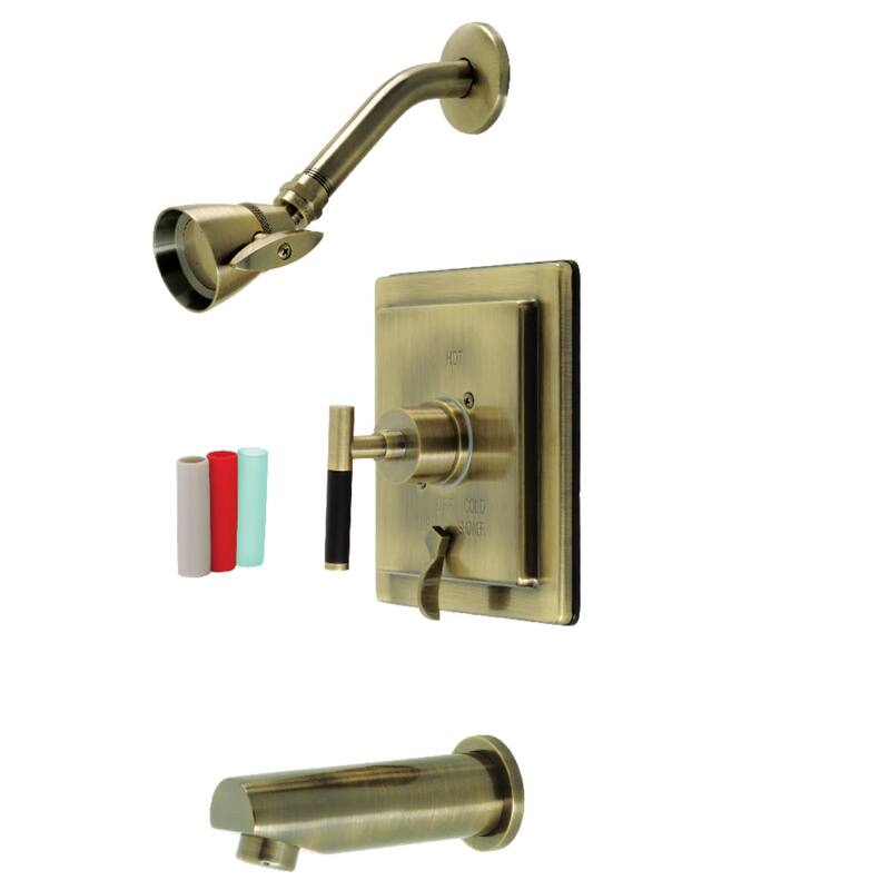 Kingston Brass Kaiser Tub and Shower Trim Package with 1.8 GPM Single - Antique Brass