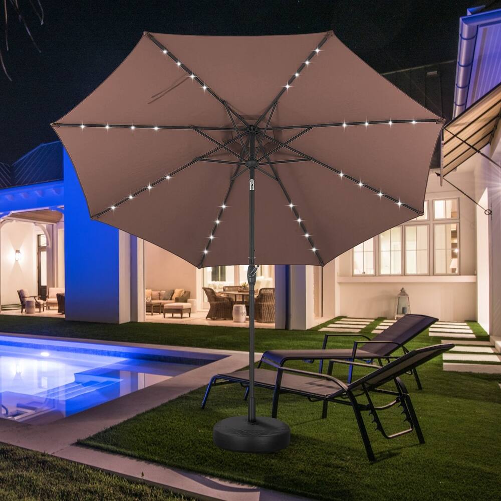 Autlaycil 10ft Solar LED lights Outdoor Patio Umbrella With Base
