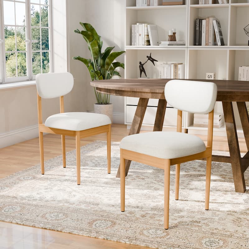 Modern Upholstered Dining Chair with Solid Wood Legs Side Chair for Kitchen Dining Room Living Room (Set of 2)