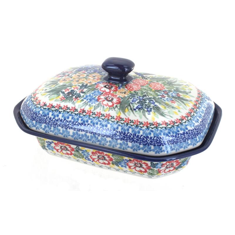 Blue Rose Polish Pottery 662 Ceramika Artystyczna Medium Covered Baker - Hummingbird