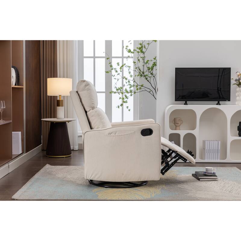 Manual Swivel Rocker Recliner Chair with Adjustable Backrest and Footrest