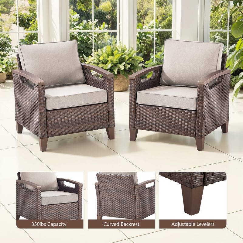 Gymojoy Wicker Patio Chairs Set of Two with Olefin Cushions Water-Resistant