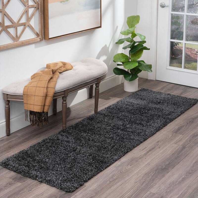 Sohni Shag Farmhouse Solid Color Indoor Area Rug