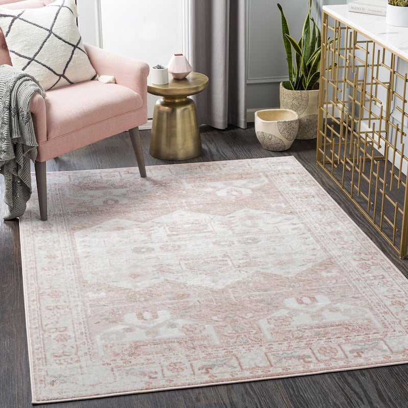 Livabliss Vintage St Tropez Medallion Area Rug - 3'9" x 5'7" - Blush