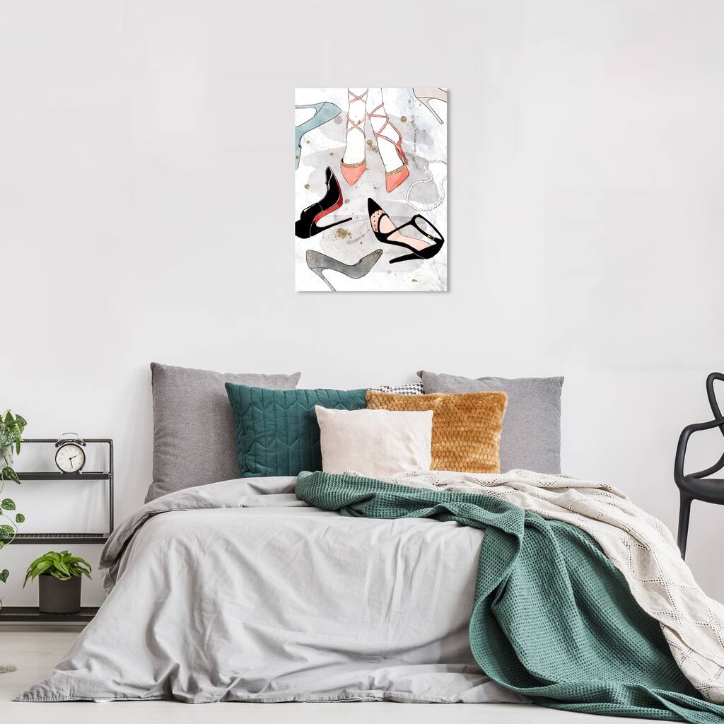 Wynwood Studio Canvas Fashion and Glam Heel Collection White and Light Pink Glam Wall Art Canvas Print