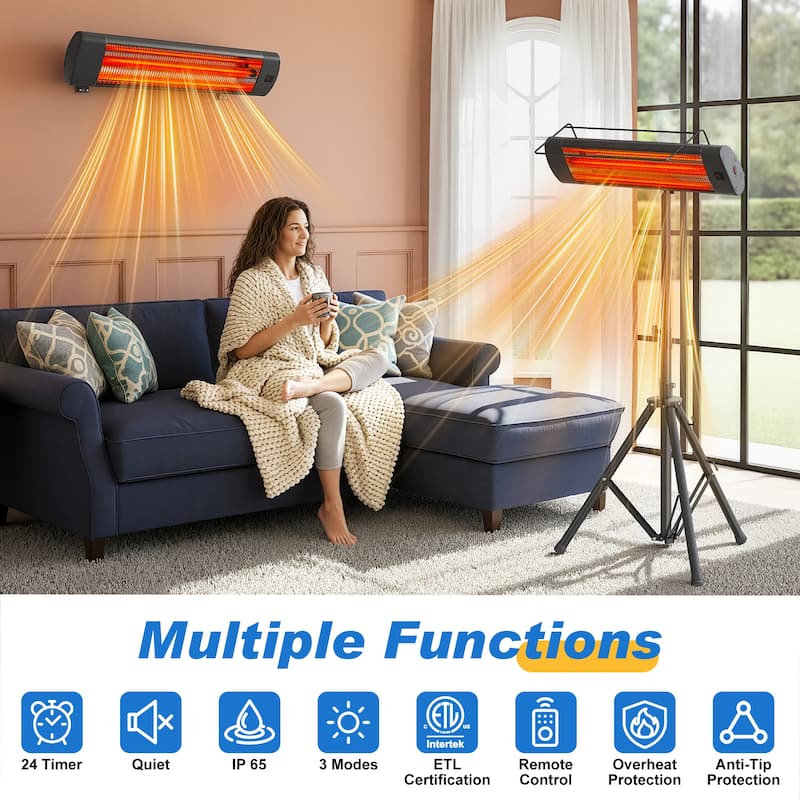 1500W Patio Heater with Wall, Ceiling, or Tripod Mount