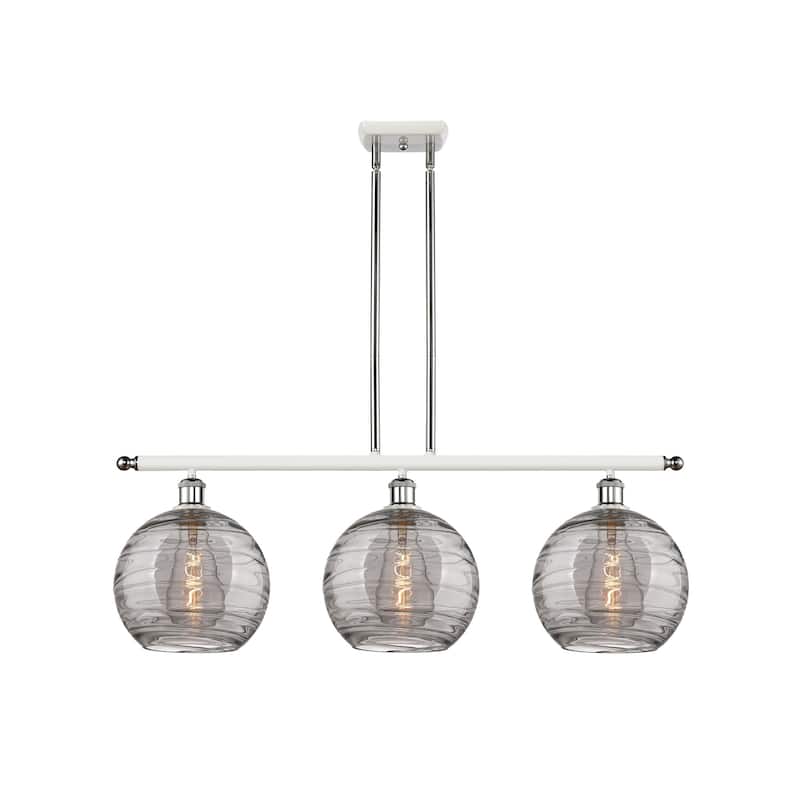 Innovations Lighting 516-3I 12 37 Athens Deco Swirl Chandelier Athens - White Polished Chrome / Light Smoke Deco Swirl