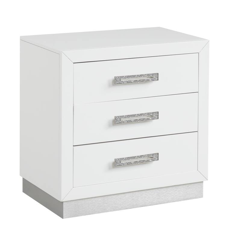 Nightstand Made with Wood in Milky White Color