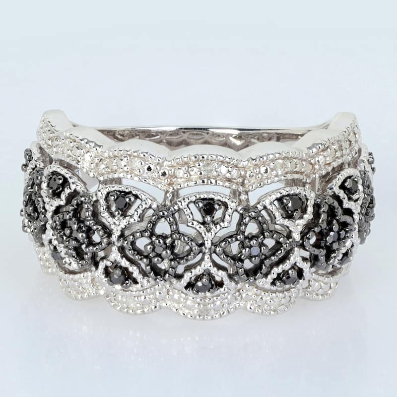 Miadora 1/10ct TW Halo Diamond Vintage Ring Sterling Silver