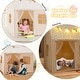 preview thumbnail 9 of 7, Beige Flannel Kids Playhouse with Glow Stars, Lights, Mesh Windows and Mat - 47" x 41" x 51" (L x W x H)