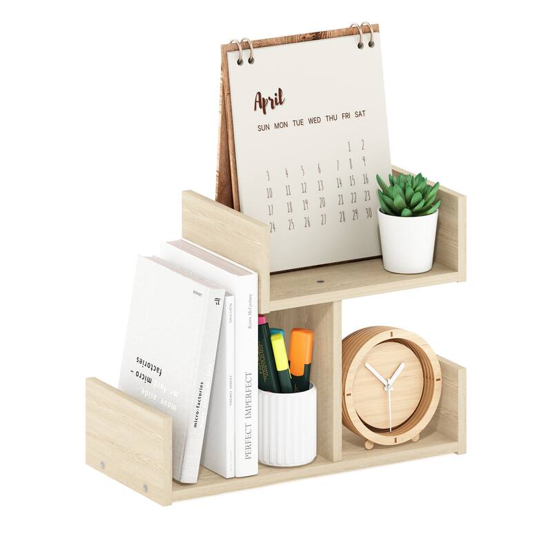 Furinno Hermite Wooden Desktop Bookshelf Storage Organizer for Home and Office Supplies, Espresso