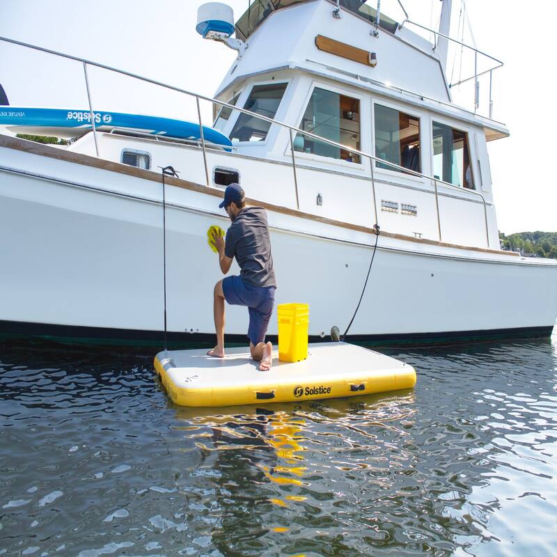 Inflatable Private Solstice Drop Stitch Lake Dock - 8' - White and Yellow