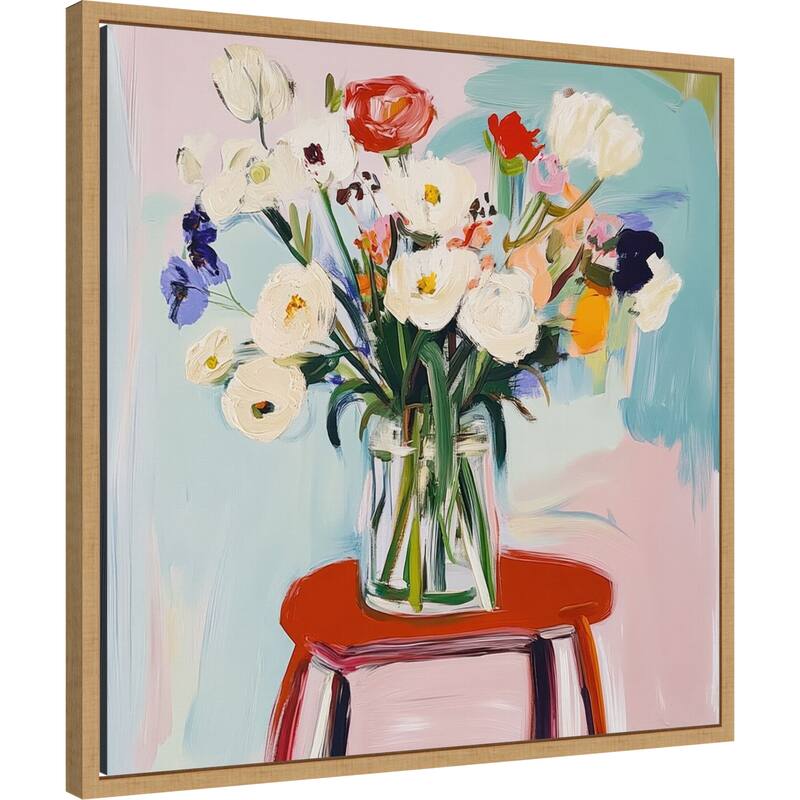 Pure Petals No. 1 by Elara Yasna Framed Canvas Wall Art Print