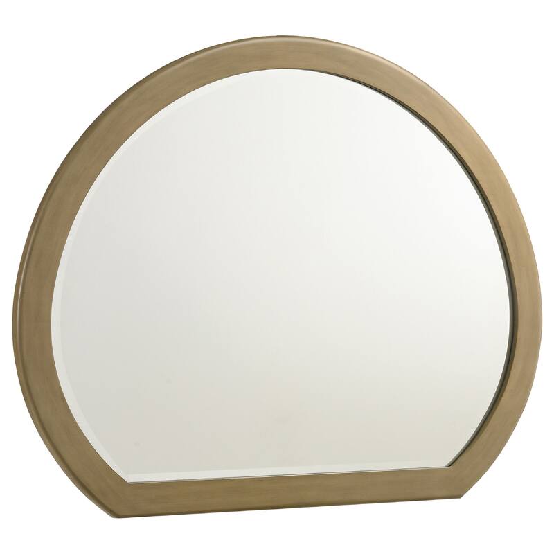 Heon Dresser Mirror, Natural Brown Wood, Subtle Rounded Shape, 38 Inch - Natural Pine Brown