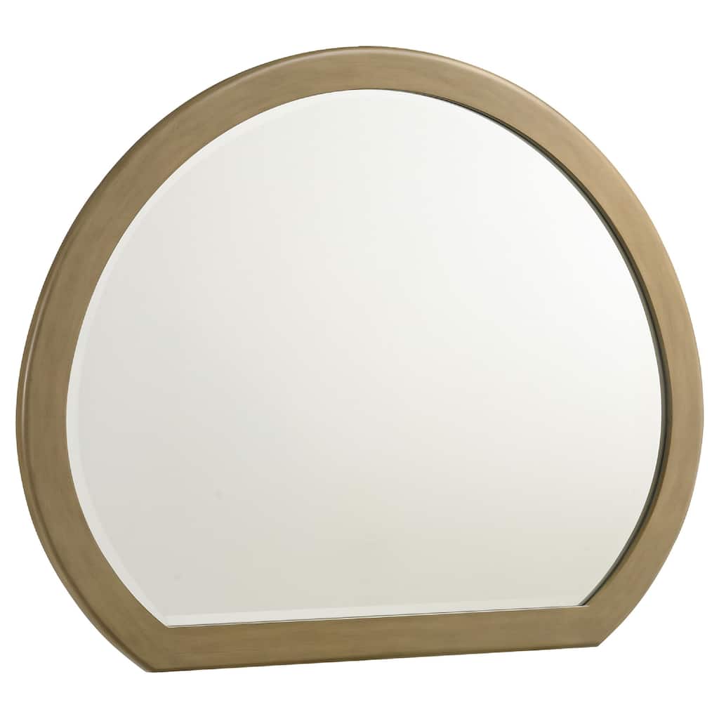 Heon Dresser Mirror, Natural Brown Wood, Subtle Rounded Shape, 38 Inch - Natural Pine Brown