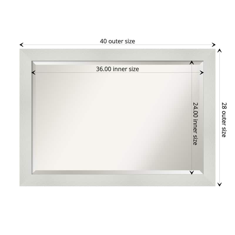 Beveled Bathroom Wall Mirror - Mosaic White Frame - Outer Size: 40 x 28 in