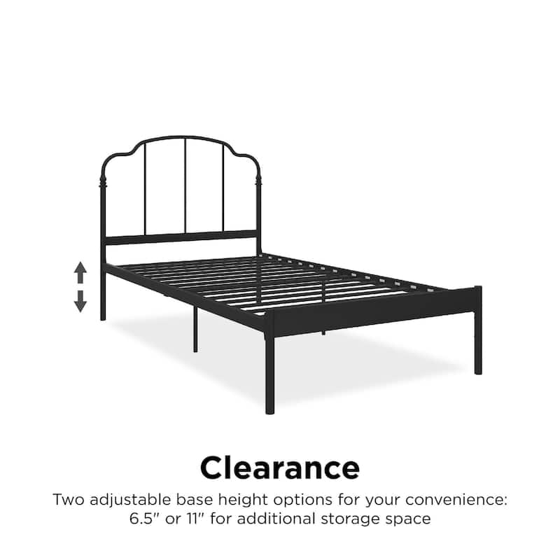 RealRooms Camie Adjustable Height Metal Bed Frame