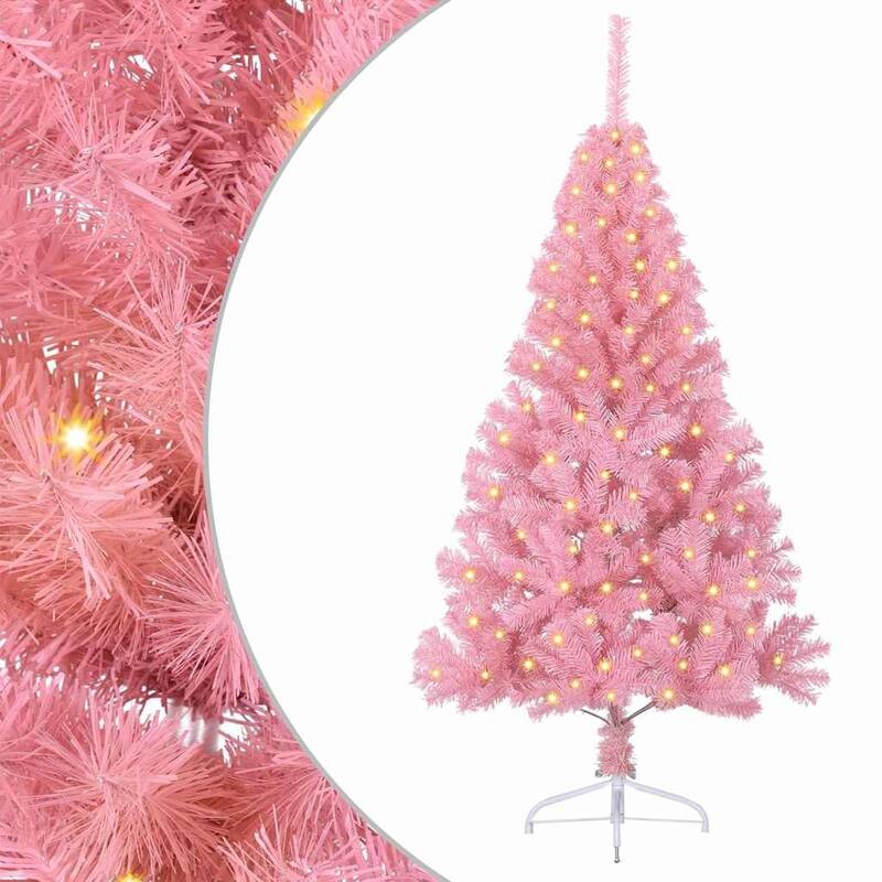 vidaXL Artificial Pre-lit Christmas Tree Pink in PVC - 59.06 in