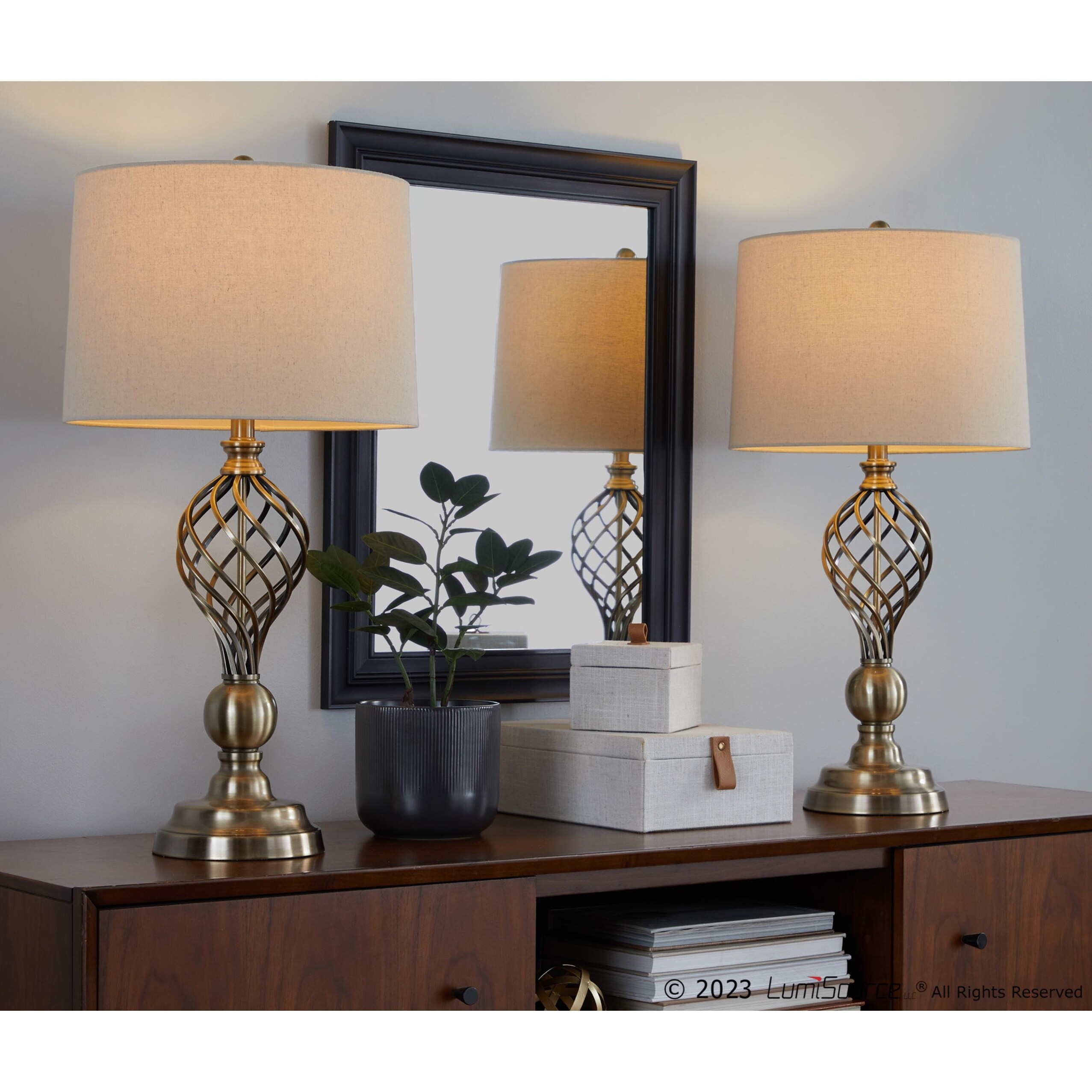 Linx Twist 29.25" Antique Soft Brass Table Lamp Set of 2