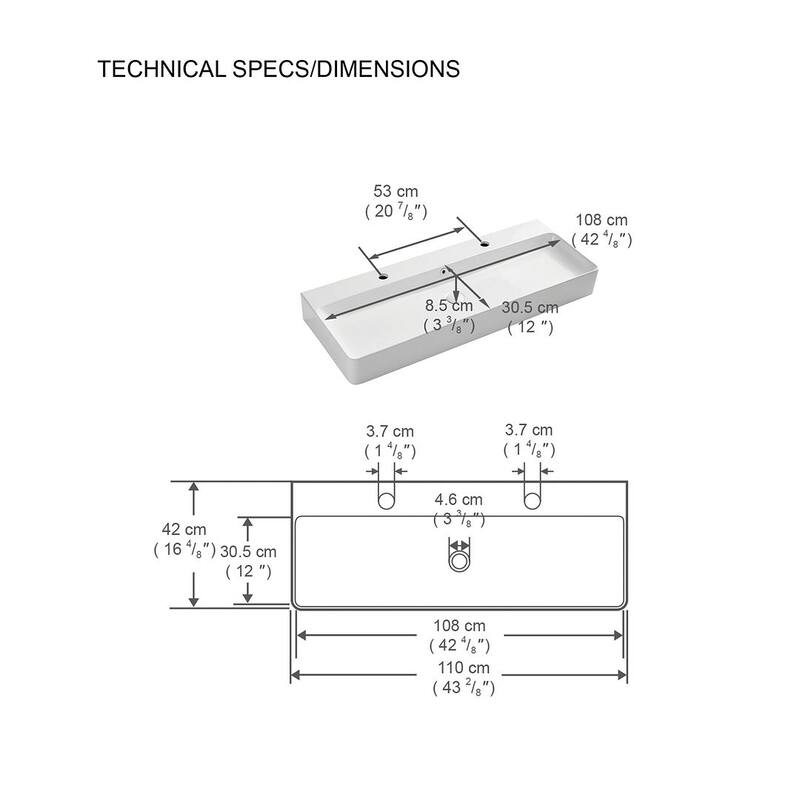 Eridanus 43" Modern Bathroom Trough Sink with Overflow