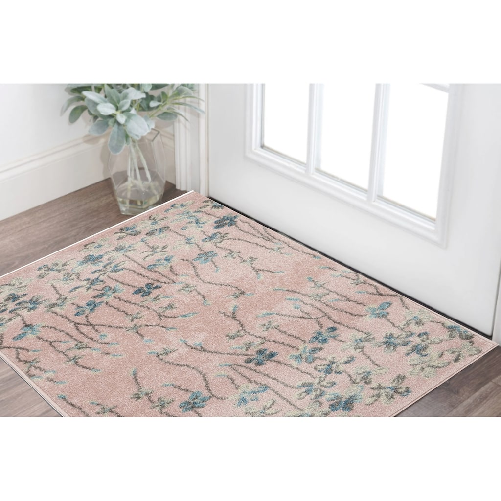 Feme Power Loomed Floral Traditional Stain Resistant Area Rug By HomeRoots - 48' X '24' X '0.5
