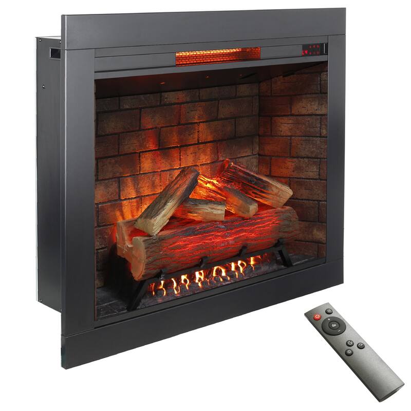 33" Infrared Electric Fireplace with Removable Trim Kit - Antique Black